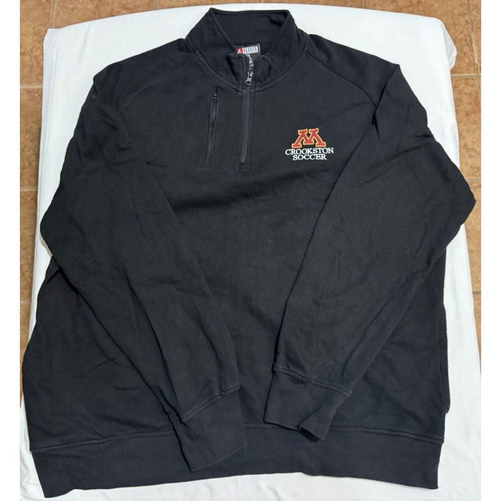 University of Minnesota Crookston Black Soccer Sweatshirt - Partial Zip - 2XL